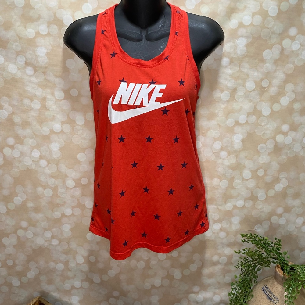 Nike tank top bright red with blue stars size XS
